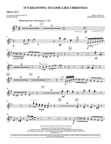 It's Beginning To Look Like Christmas (arr. Mark Hayes) - Oboe 1,2