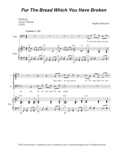 For The Bread Which You Have Broken (Duet for Tenor and Bass solo)