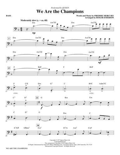 We Are the Champions (arr. Roger Emerson) - Bass