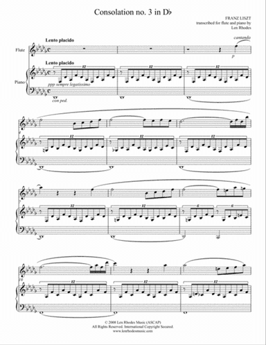 Liszt - Consolation No. 3 in D flat; transcribed for flute and piano