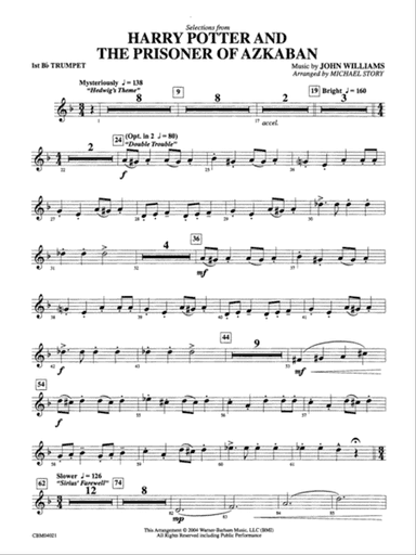 Harry Potter and the Prisoner of Azkaban, Selections from: 1st B-flat Trumpet