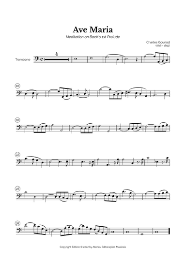 Ave Maria (Charles Gounod) for Easy Trombone