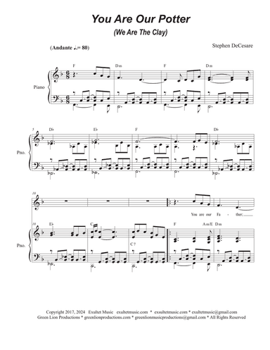 You Are Our Potter (We Are The Clay) (Unison choir)