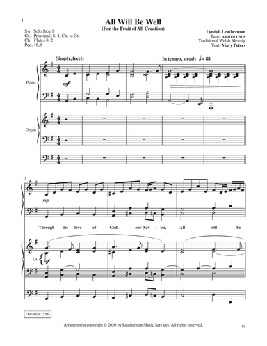 All Will Be Well--Piano/Organ Duet