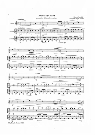 Prelude for violin and 2 guitars