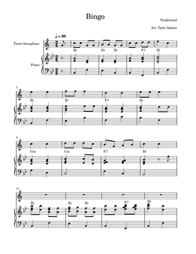 Bingo (Tenor Sax and Piano)