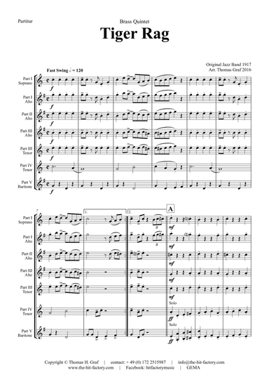 Tiger Rag - Jazz Classic - Saxophone Quintet