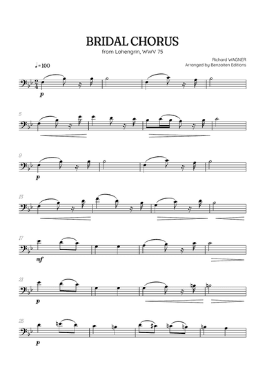 Wagner • Here Comes the Bride (Bridal Chorus) from Lohengrin | cello sheet music
