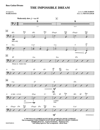 The Impossible Dream: Electric Bass / Drumset