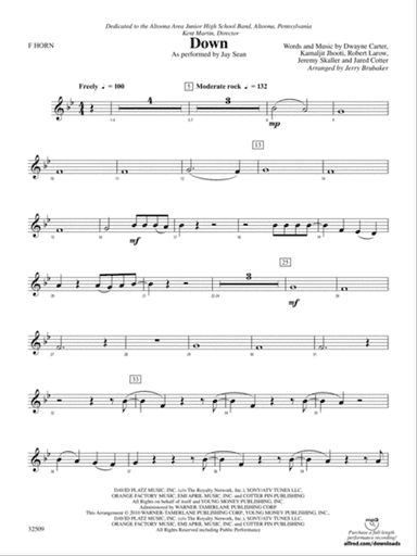 Down: 1st F Horn