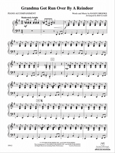 Grandma Got Run Over by a Reindeer: Piano Accompaniment