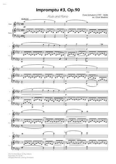 Impromptu No.3, Op.90 - Flute and Piano (Full Score)