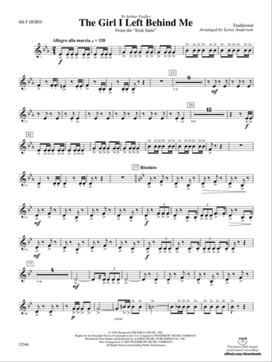 The Girl I Left Behind Me (from the Irish Suite): 4th F Horn