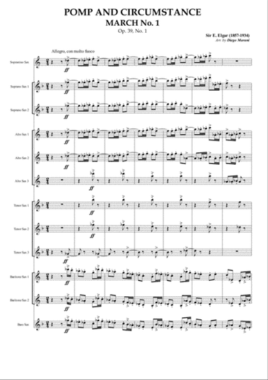 Pomp and Circumstance March No. 1 for Saxophone Ensemble