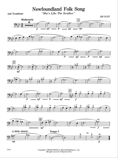 Newfoundland Folk Song: 2nd Trombone