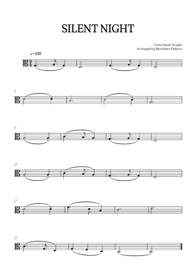 Silent Night • Christmas Song | viola sheet music