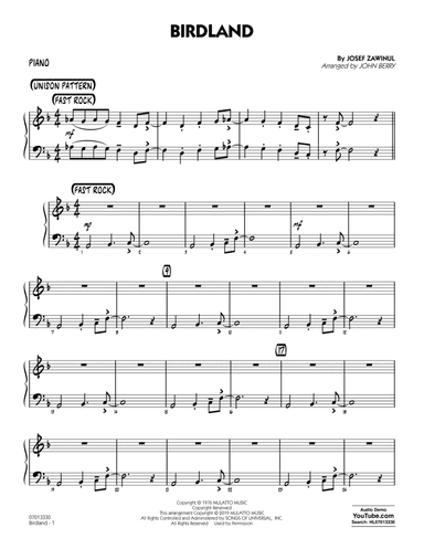 Birdland (arr. John Berry) - Piano