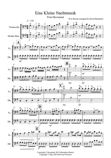 Eine Kleine (1st movement) for Cello and Double Bass Duet