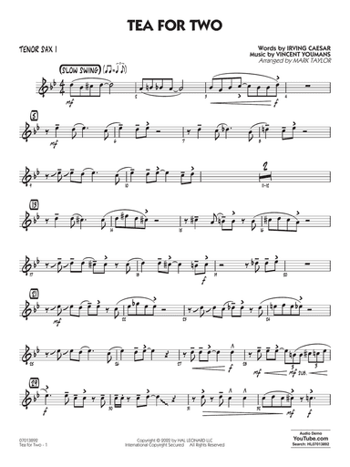 Tea for Two (arr. Mark Taylor) - Tenor Sax 1