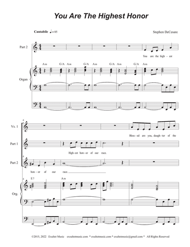 You Are The Highest Honor (2-part choir)