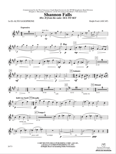 Shannon Falls (Movement 2 from Sea to Sky): E-flat Alto Saxophone