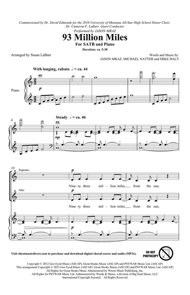 93 Million Miles (arr. Susan LaBarr)