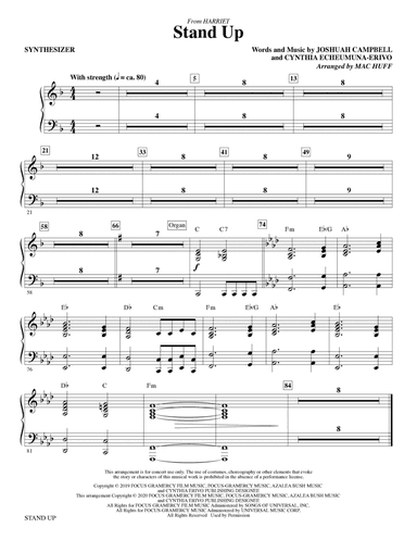 Stand Up (from Harriet) (arr. Mac Huff) - Synthesizer