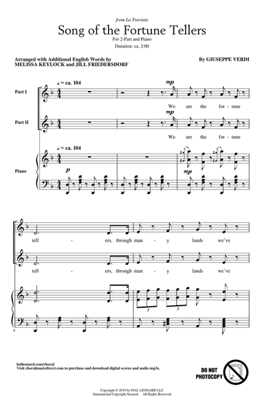 Song Of The Fortune Tellers (from La Traviata) (arr. Melissa Keylock and Jill Friedersdorf)