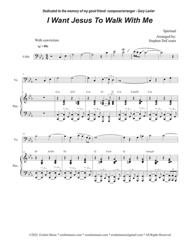 I Want Jesus To Walk With Me (Cello solo and Piano)