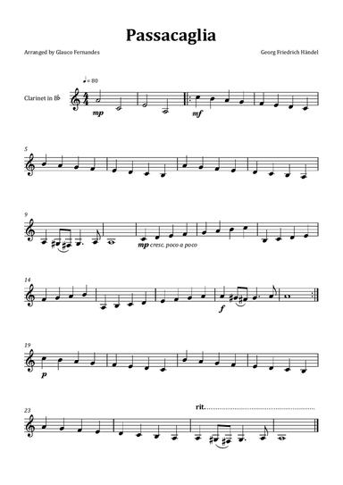 Passacaglia by Handel/Halvorsen - Clarinet Solo