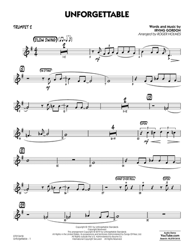 Unforgettable (arr. Roger Holmes) - Trumpet 2