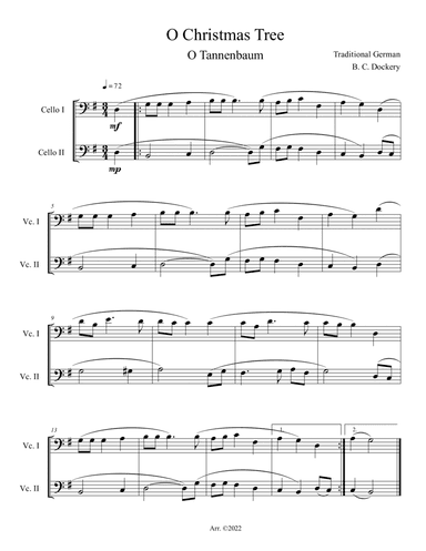 O Christmas Tree (O Tannenbaum) for Cello Duet
