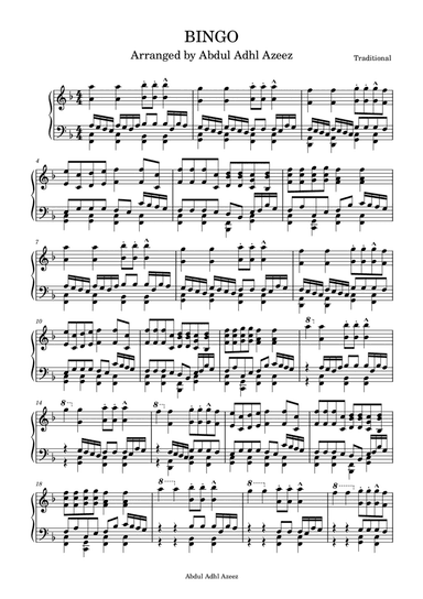 BINGO Piano Solo Hard
