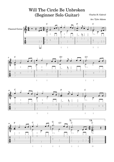 Will The Circle Be Unbroken (Beginner Solo Guitar)