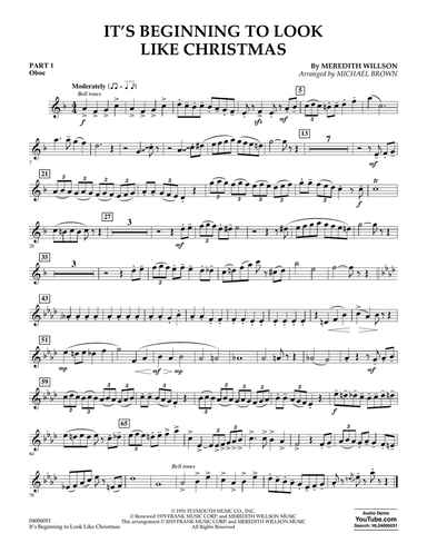 It's Beginning to Look Like Christmas (arr. Michael Brown) - Pt.1 - Oboe