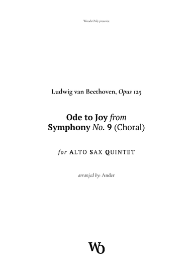 Ode to Joy by Beethoven for Alto Sax Quintet