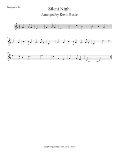 Silent Night (Easy key of C) Trumpet
