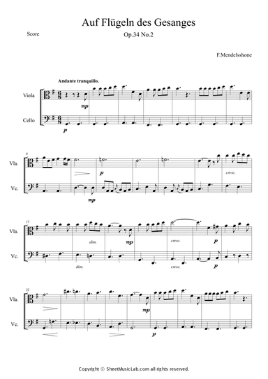 Auf Flugeln des Gesanges Easy Version in G