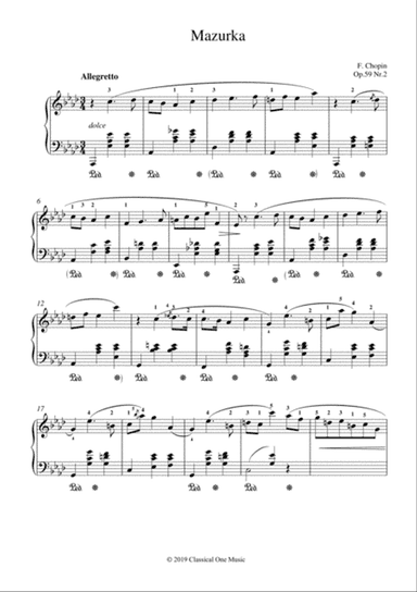 Chopin - Mazurka Op. 59 No.2 for piano solo