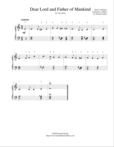 Dear Lord and Father of Mankind - for easy piano