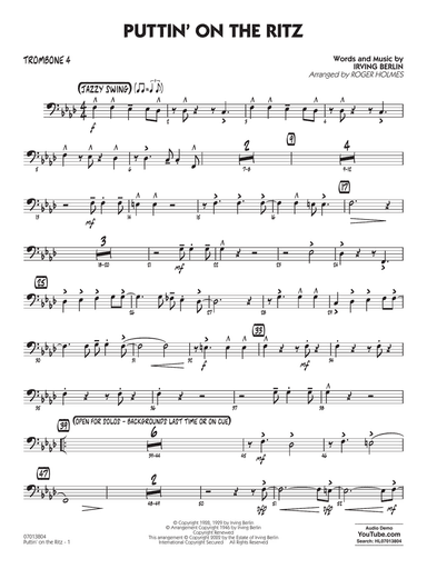 Puttin' On The Ritz (arr. Roger Holmes) - Trombone 4
