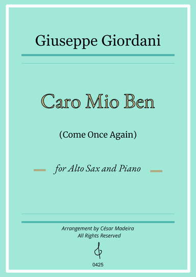 Caro Mio Ben (Come Once Again) - Alto Sax and Piano (Full Score)