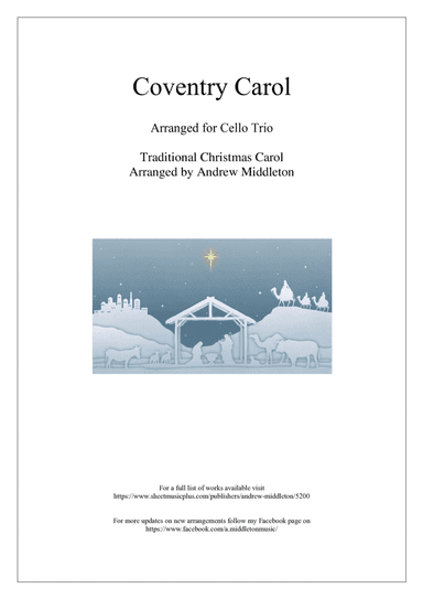 Coventry Carol arranged for Cello Trio