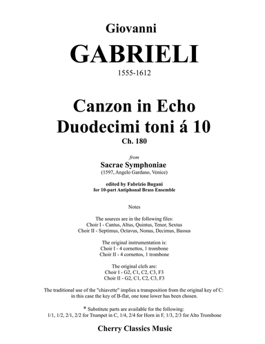 Canzon in Echo Duodecimi toni a 10 for Brass Ensemble