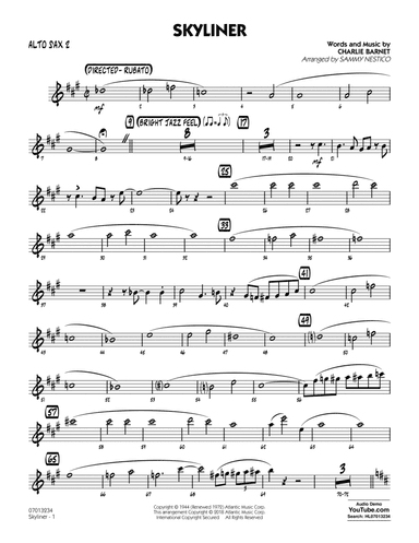 Skyliner (arr. Sammy Nestico) - Alto Sax 2