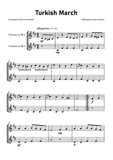 Turkish March by Mozart - Clarinet Duet