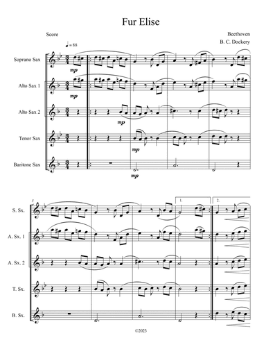 Fur Elise (Sax Quintet)