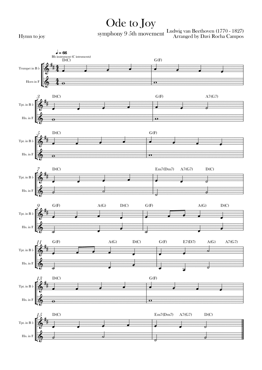 Ode To joy (Symphony 9 5th movement)