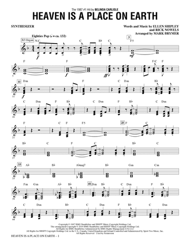 Heaven Is a Place on Earth (arr. Mark Brymer) - Synthesizer