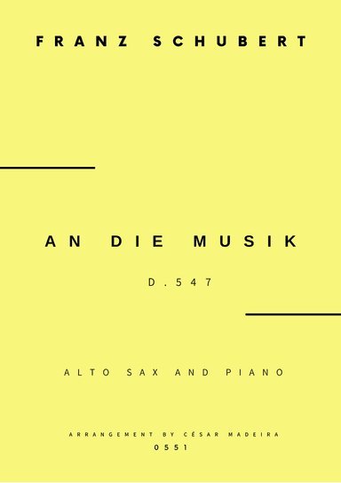 An Die Musik - Alto Sax and Piano (Full Score and Parts)